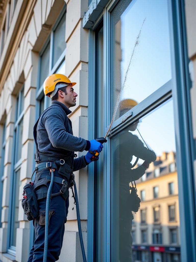 Nettoyage professionnel vitres immeubles parisiens